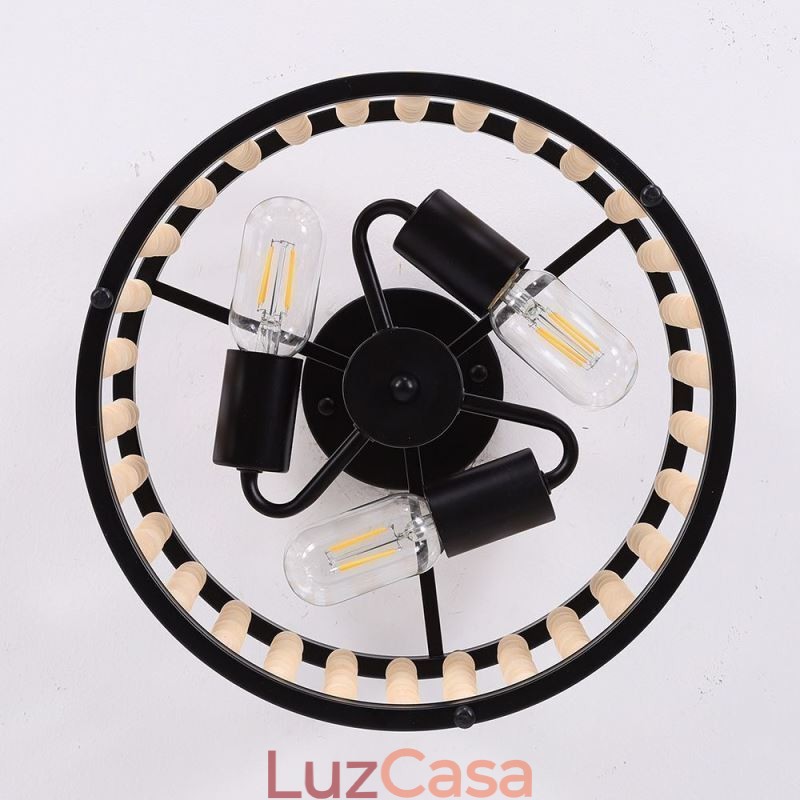 3 Luzes de Teto Luminária de Teto de Contas de Madeira Foyer