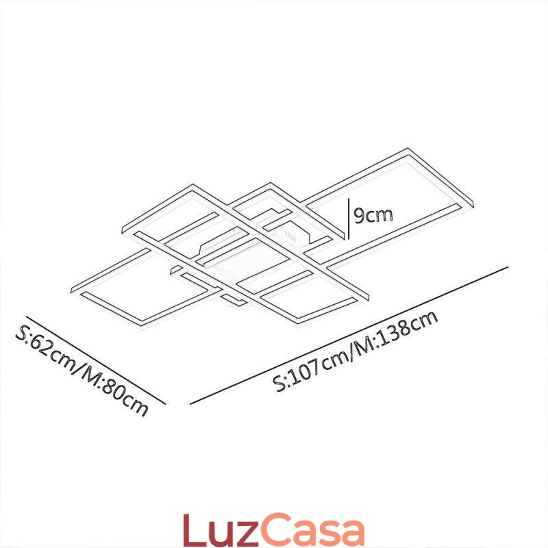 Luminária de teto moderna geométrica quadrada