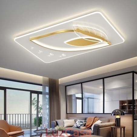 Luminária de teto de luxo com design criativo de folhas