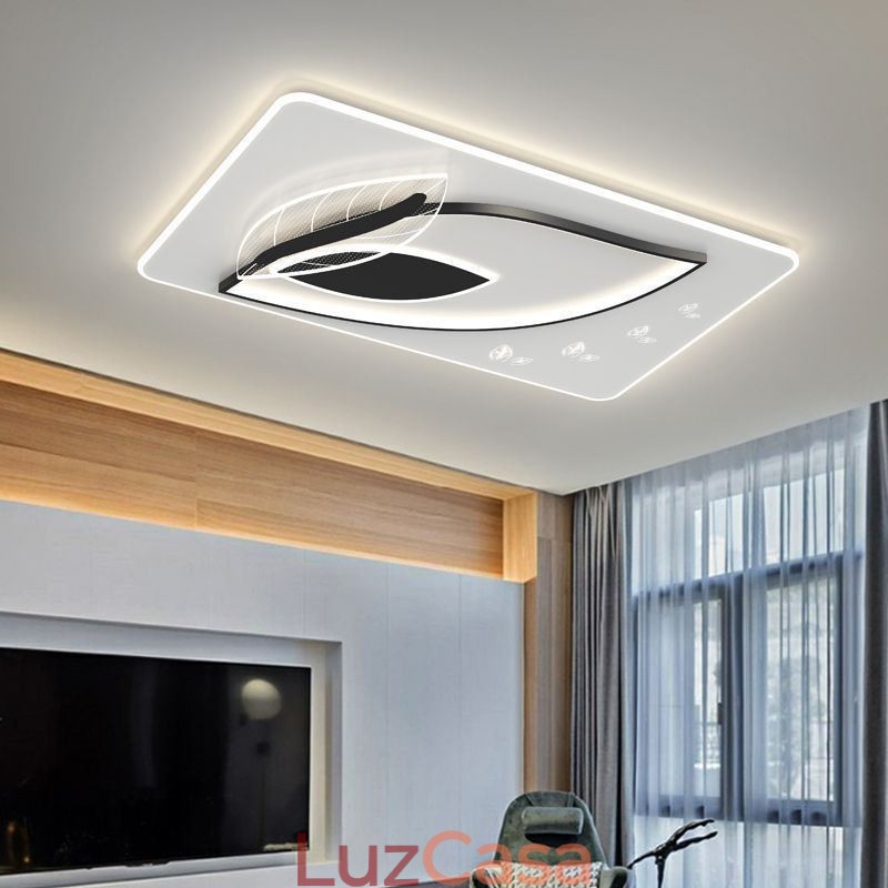 Luminária de teto de luxo com design criativo de folhas