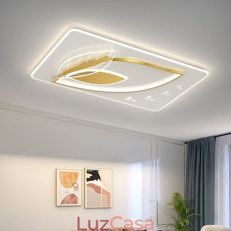 Luminária de teto de luxo com design criativo de folhas