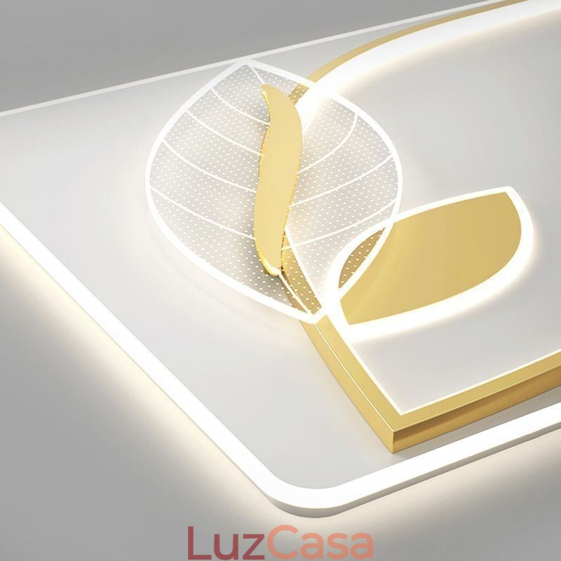 Luminária de teto de luxo com design criativo de folhas