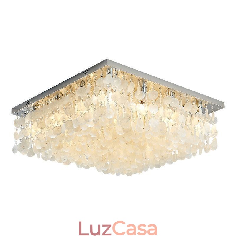 Lustre de teto moderno com concha branca e montagem embutida