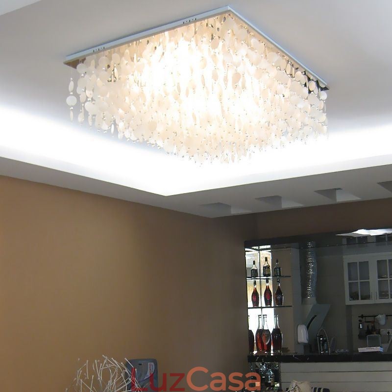 Lustre de teto moderno com concha branca e montagem embutida