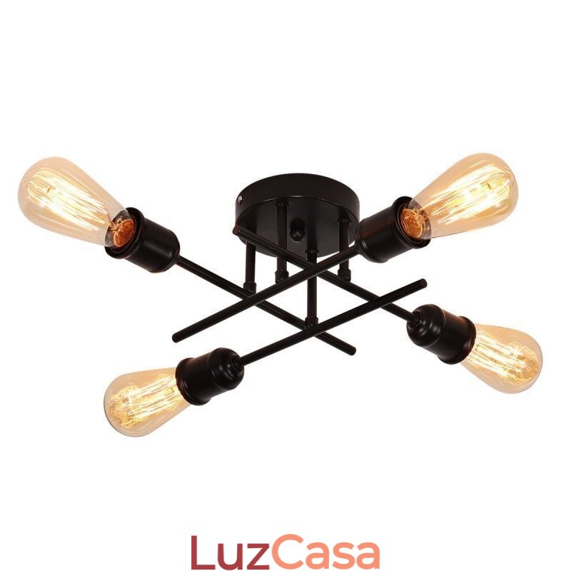 Luminária de teto embutida com 4 soquetes para luz