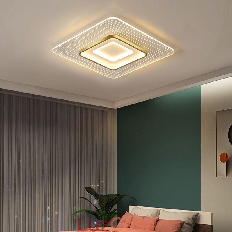 Luminária de teto embutida quadrada para teto