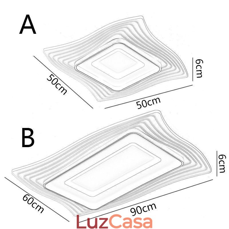 Luminária de teto moderna embutida em formato quadrado