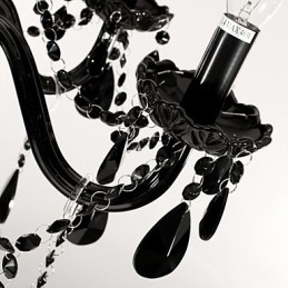 Lustre Cristal Preto Moderno 6 Luzes