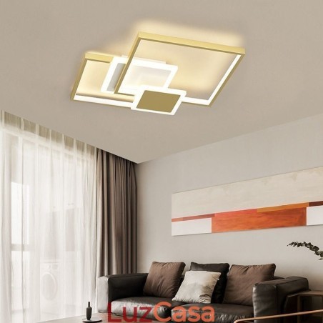 Luminária de teto geométrica moderna dourada embutida com 2 camadas Luminária de teto geométrica moderna dourada embutida com 2 camadas