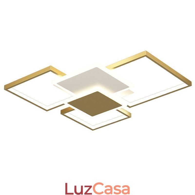Luminária de teto geométrica moderna dourada embutida com 2 camadas