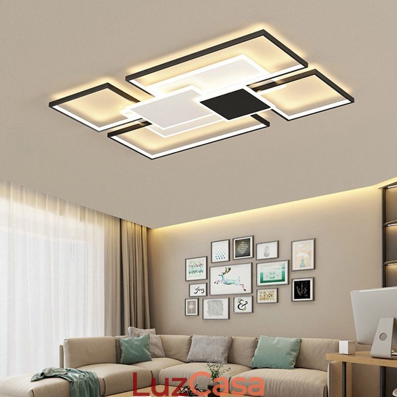 Luminária de teto geométrica moderna dourada embutida com 2 camadas