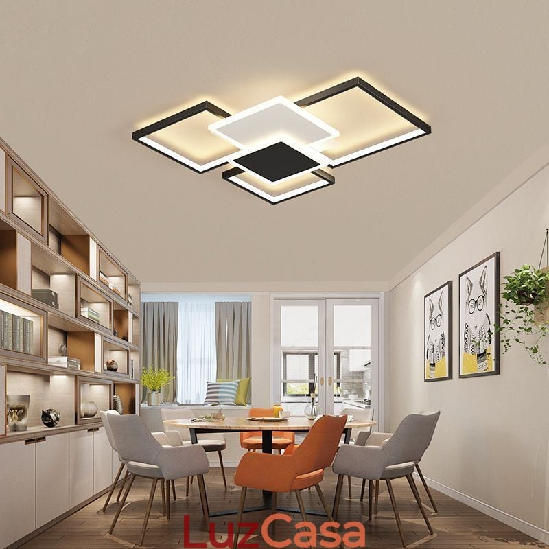 Luminária de teto geométrica moderna dourada embutida com 2 camadas
