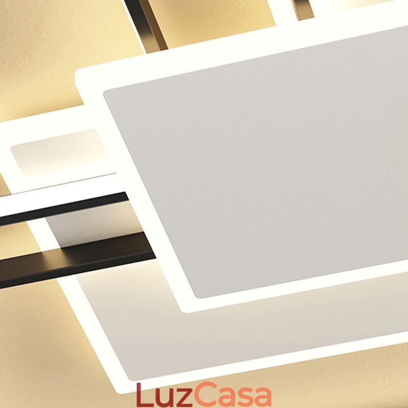 Luminária de teto geométrica moderna dourada embutida com 2 camadas