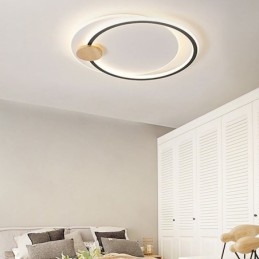 Luminária de teto moderna de acrílico com 2 anéis e montagem embutida