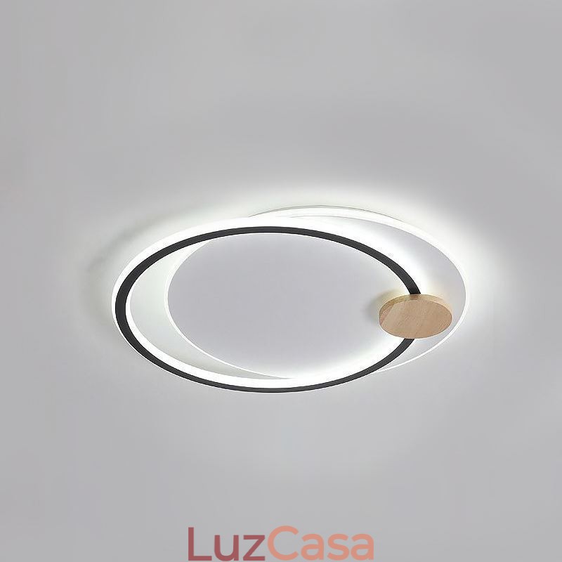 Luminária de teto moderna de acrílico com 2 anéis e montagem embutida