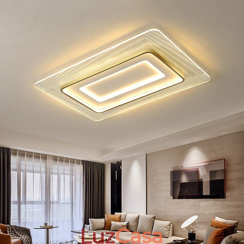 Luminária de teto retangular embutida, luminária de teto ultrafina e acrílica minimalista