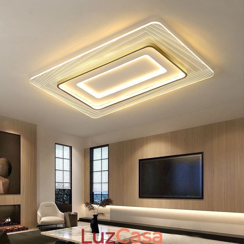 Luminária de teto retangular embutida, luminária de teto ultrafina e acrílica minimalista