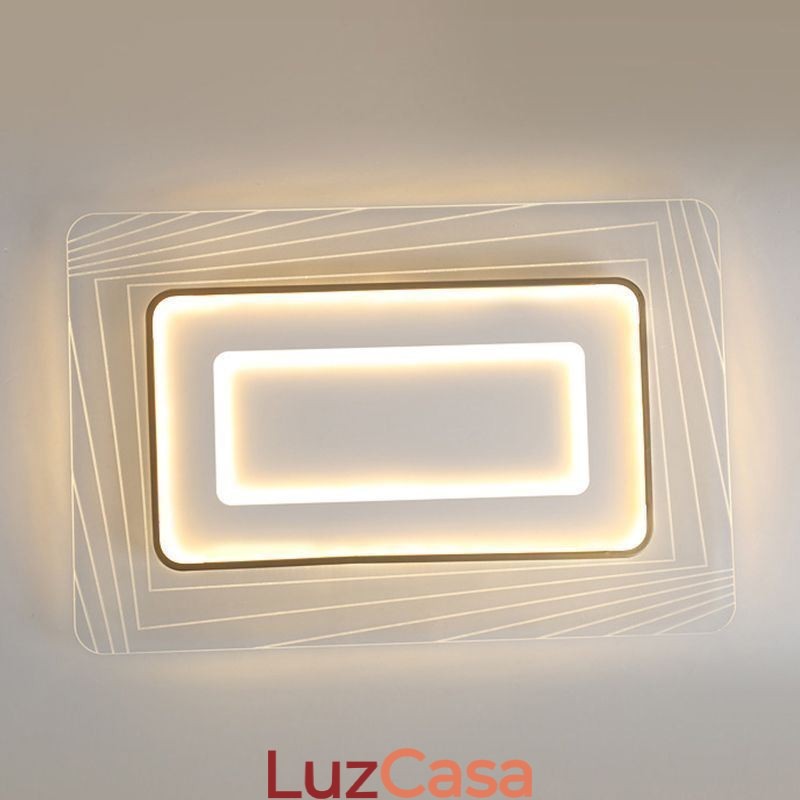 Luminária de teto retangular embutida, luminária de teto ultrafina e acrílica minimalista