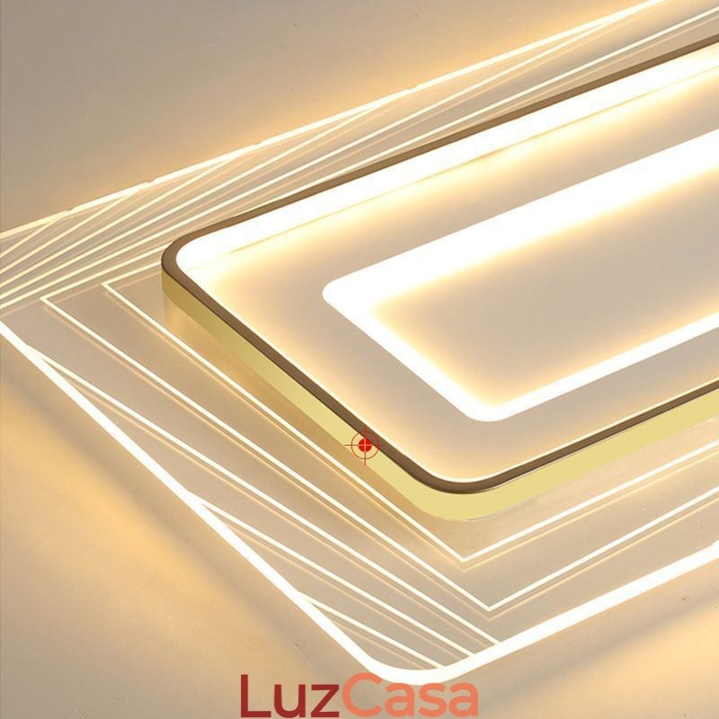 Luminária de teto retangular embutida, luminária de teto ultrafina e acrílica minimalista