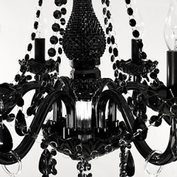 Lustre Cristal Preto Moderno 6 Luzes