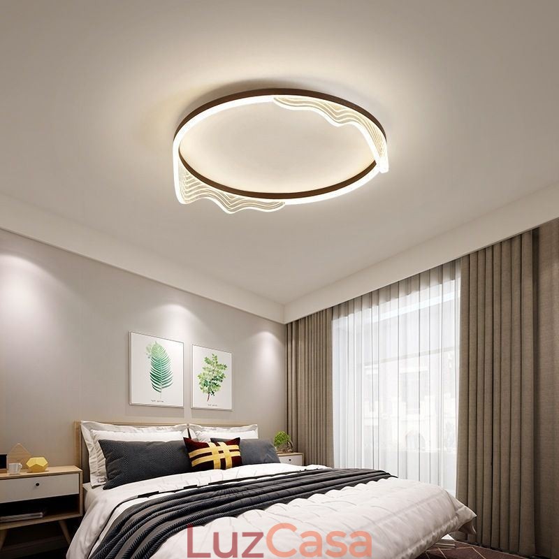 Luminária de teto circular embutida com decoração de borda ondulada