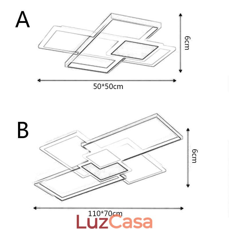 Luminária de teto moderna quadrada de acrílico embutida para teto