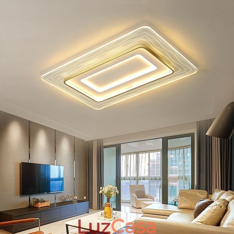 Luminária de teto retangular embutida minimalista acrílica ultrafina