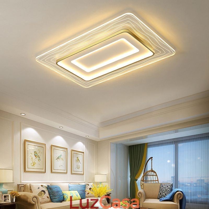 Luminária de teto retangular embutida minimalista acrílica ultrafina