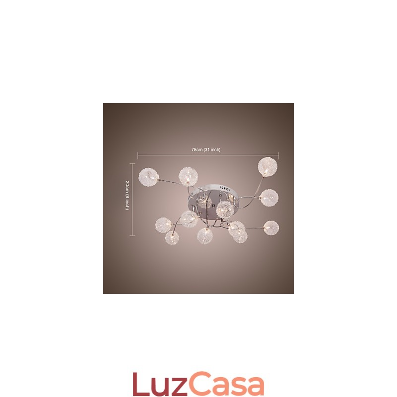 Luminária embutida de ferro G4 12 luzes com cúpulas de alumínio