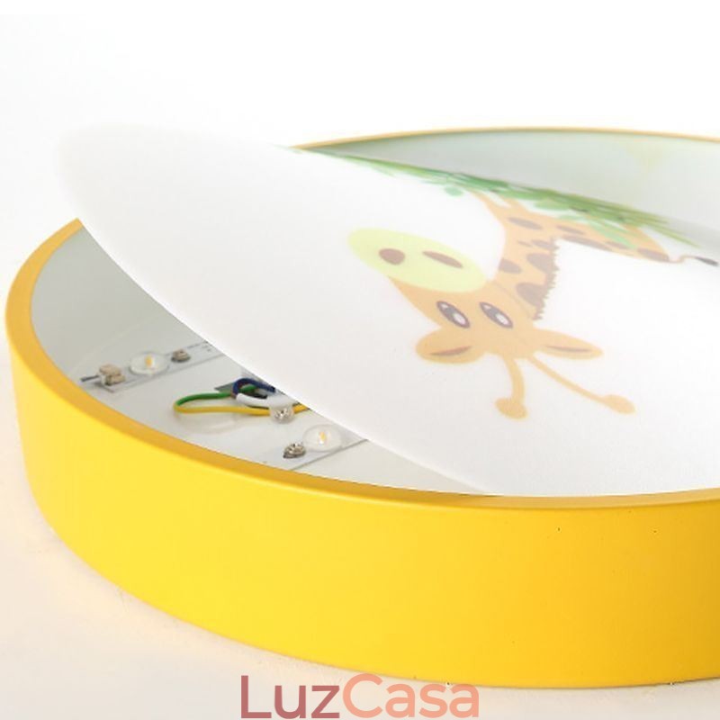 Luminária de teto infantil com desenho animado animal