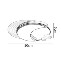 Luminária de teto regulável, luminárias de montagem embutida modernas com formato de lua 36W