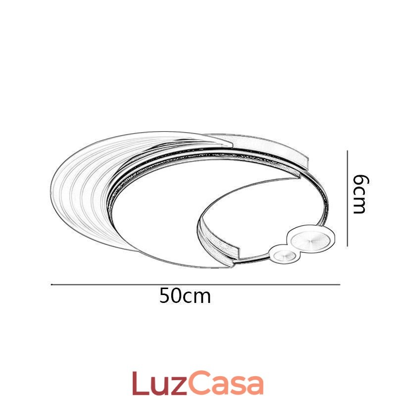 Luminária de teto regulável, luminárias de montagem embutida modernas com formato de lua 36W