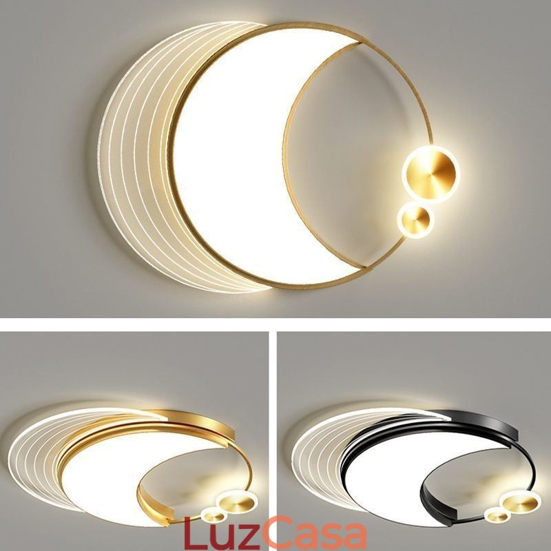 Luminária de teto regulável, luminárias de montagem embutida modernas com formato de lua 36W
