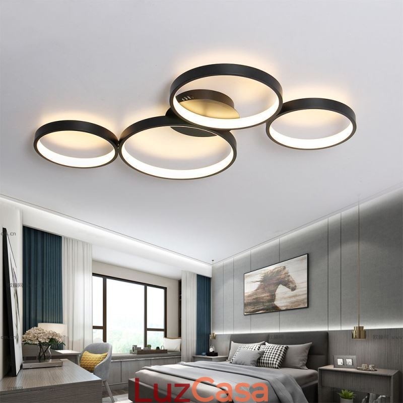 Luminária de teto 7200LM 4 anéis Luminária