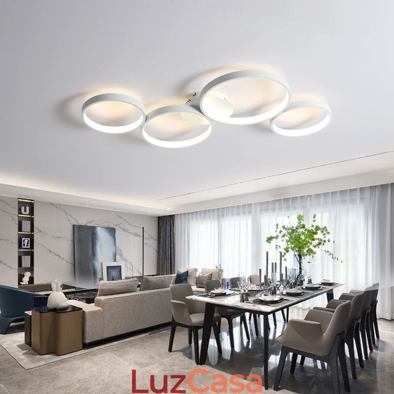Luminária de teto 7200LM 4 anéis Luminária