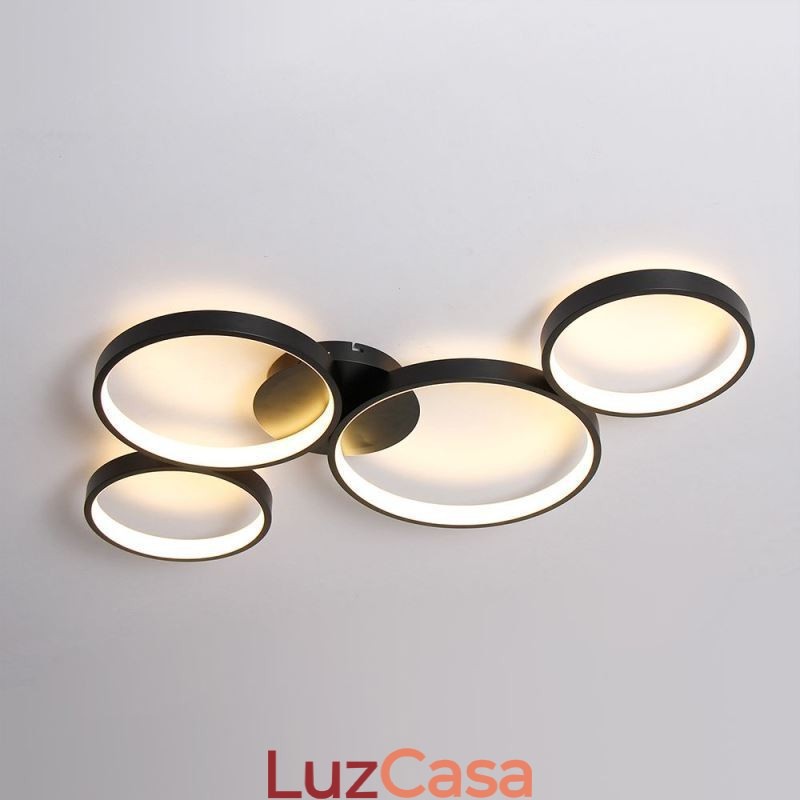 Luminária de teto 7200LM 4 anéis Luminária
