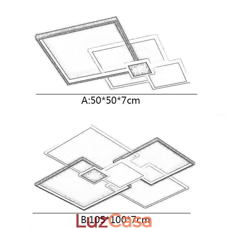 Luminária de teto quadrada embutida