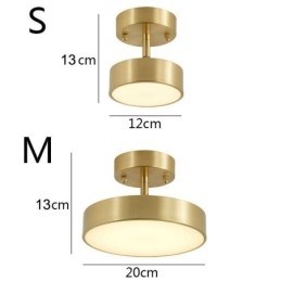 Mini luminária de teto redonda de cobre dourado