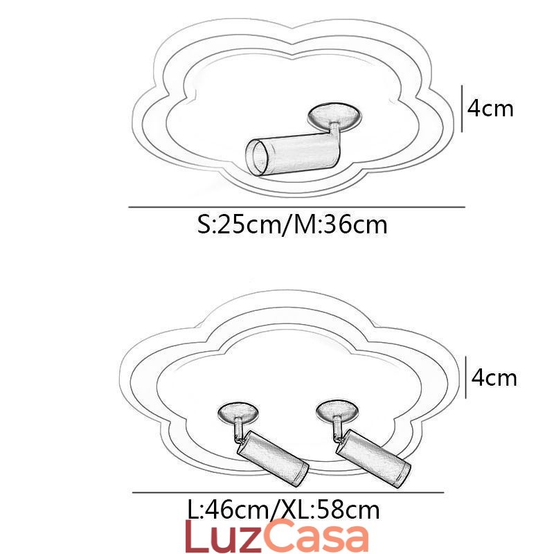 Spot de teto em forma de flor de acrílico de montagem embutida