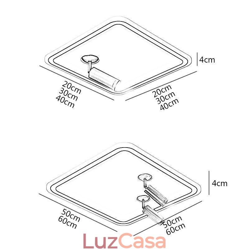 Spot de acrílico quadrado embutido para teto