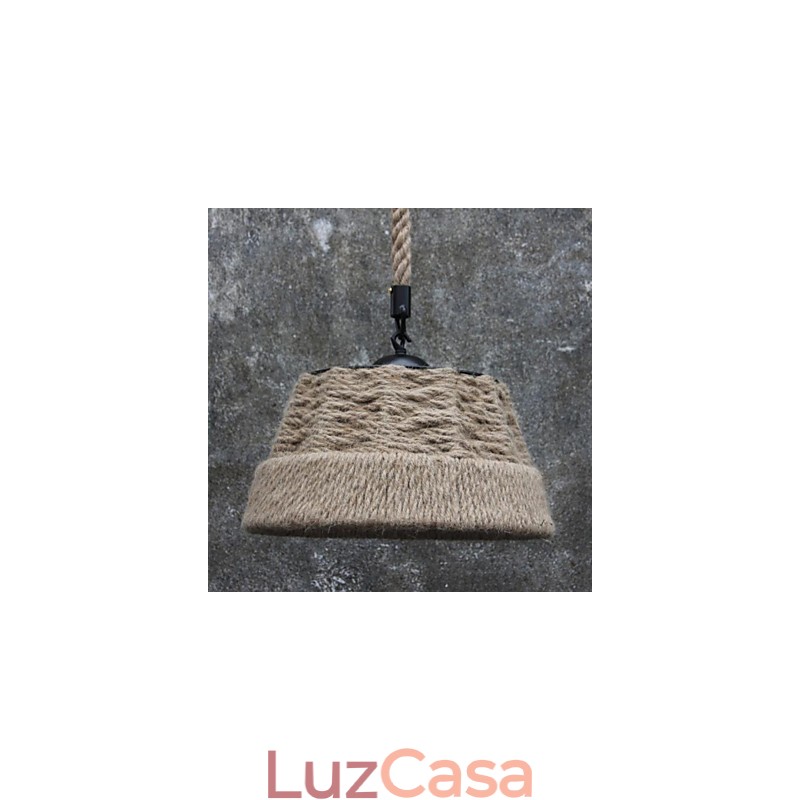 Lustre retrô feito à mão em corda de cânhamo estilo campestre industrial