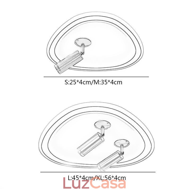 Luminária de teto em acrílico triangular embutida Spotlight