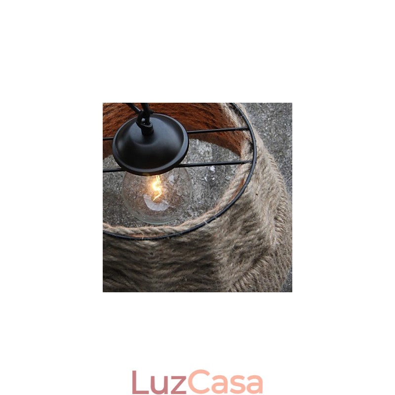 Lustre retrô feito à mão em corda de cânhamo estilo campestre industrial