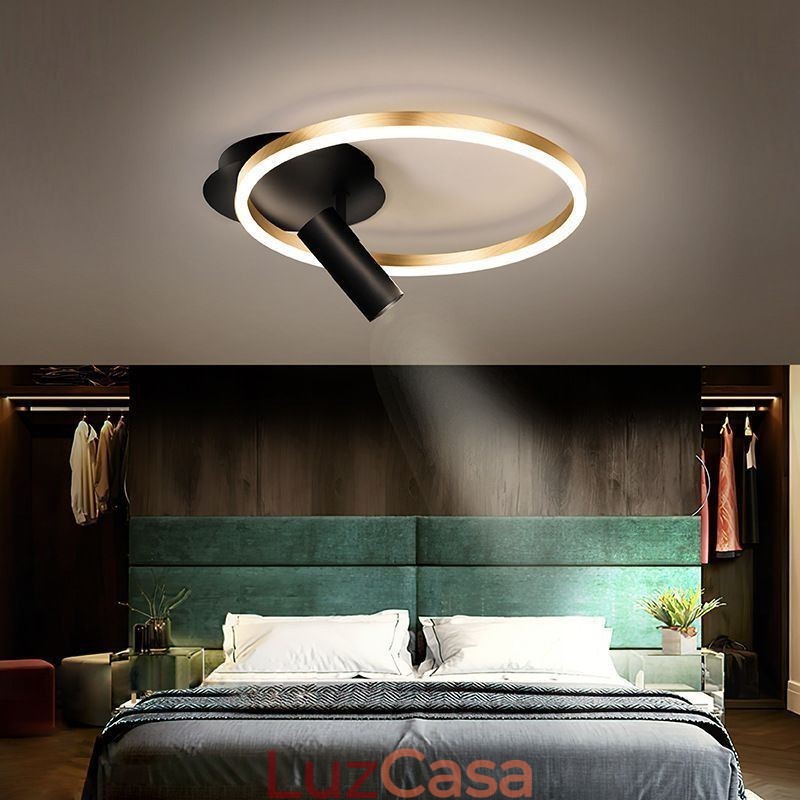 Luminária de teto Halo Ring de ouro escovado Spotlight de iluminação