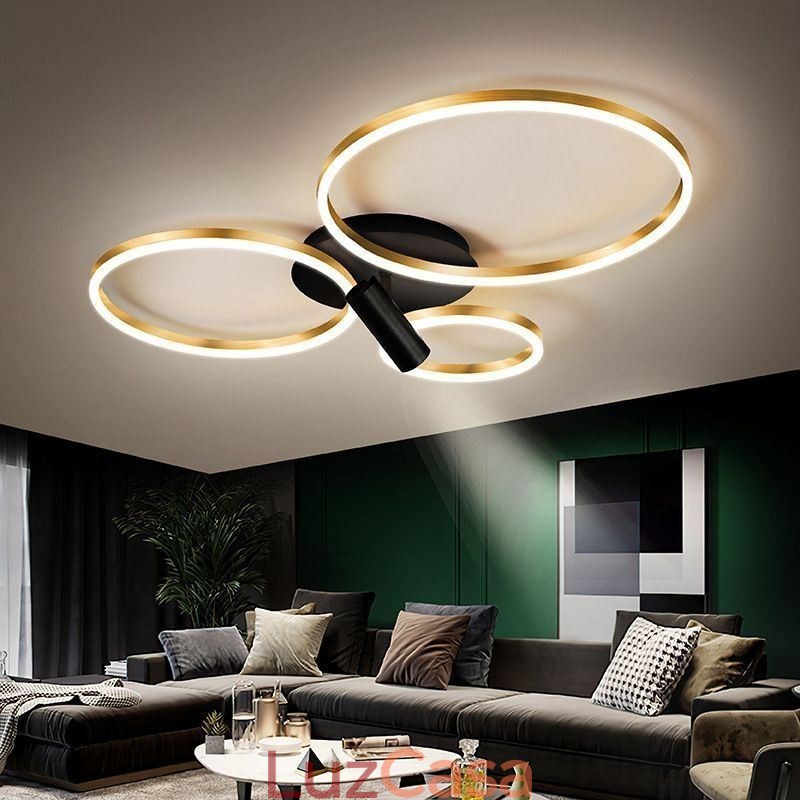 Luminária de teto Halo Ring de ouro escovado Spotlight de iluminação