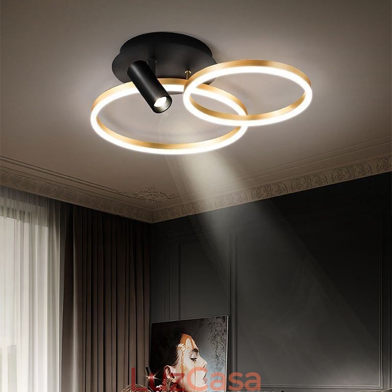 Luminária de teto Halo Ring de ouro escovado Spotlight de iluminação