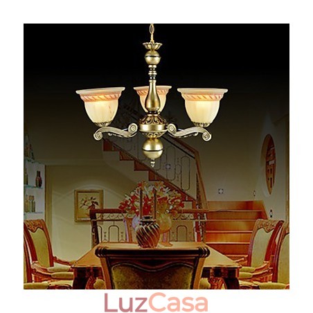 Lustre Três Luzes Bronze Europeu Retro Clássico Lustre Três Luzes Bronze Europeu Retro Clássico