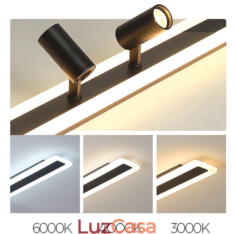 Luminária de teto acrílica de montagem embutida linear Spotlight