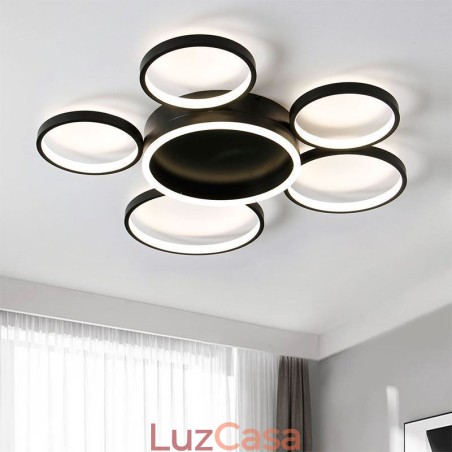 Luminária de teto moderna embutida em acrílico com 6 anéis Luminária de teto moderna embutida em acrílico com 6 anéis