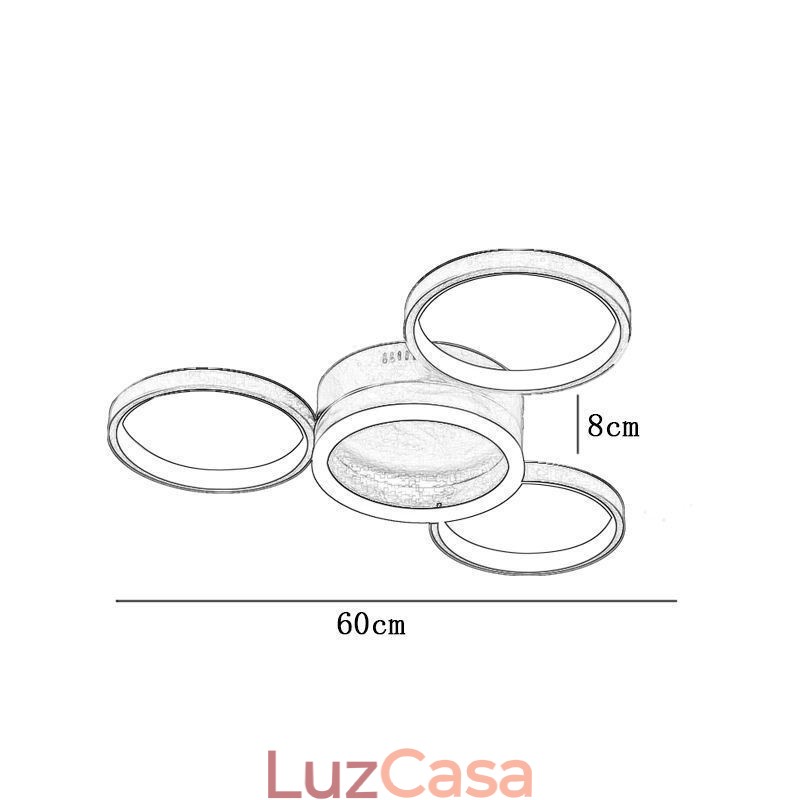 Luminária de teto embutida de 4 anéis
